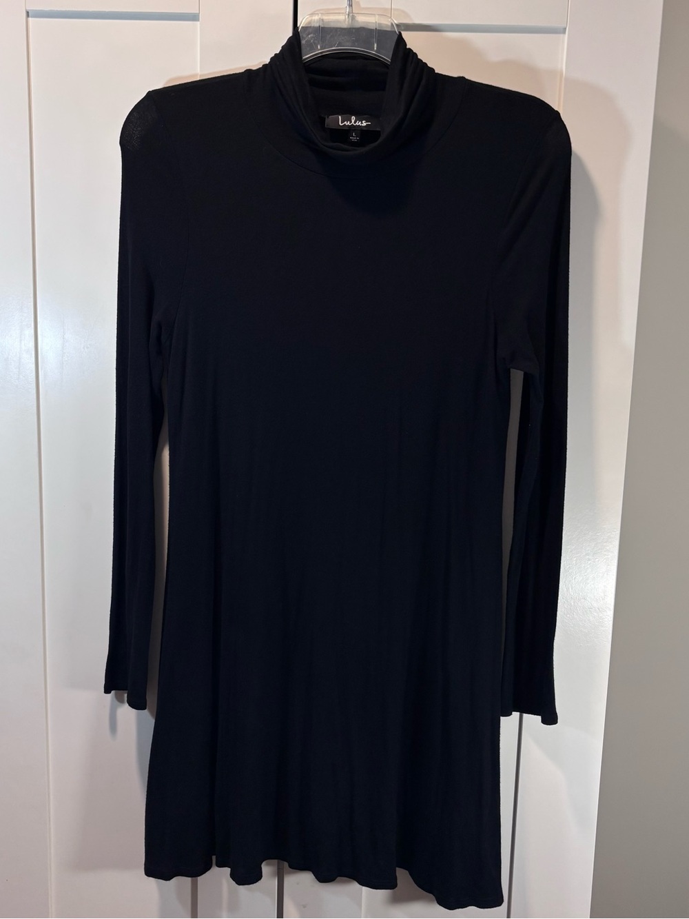 Lulus Black Turtleneck Swing Dress Long Sleeve A Line Made in USA Women’s Large